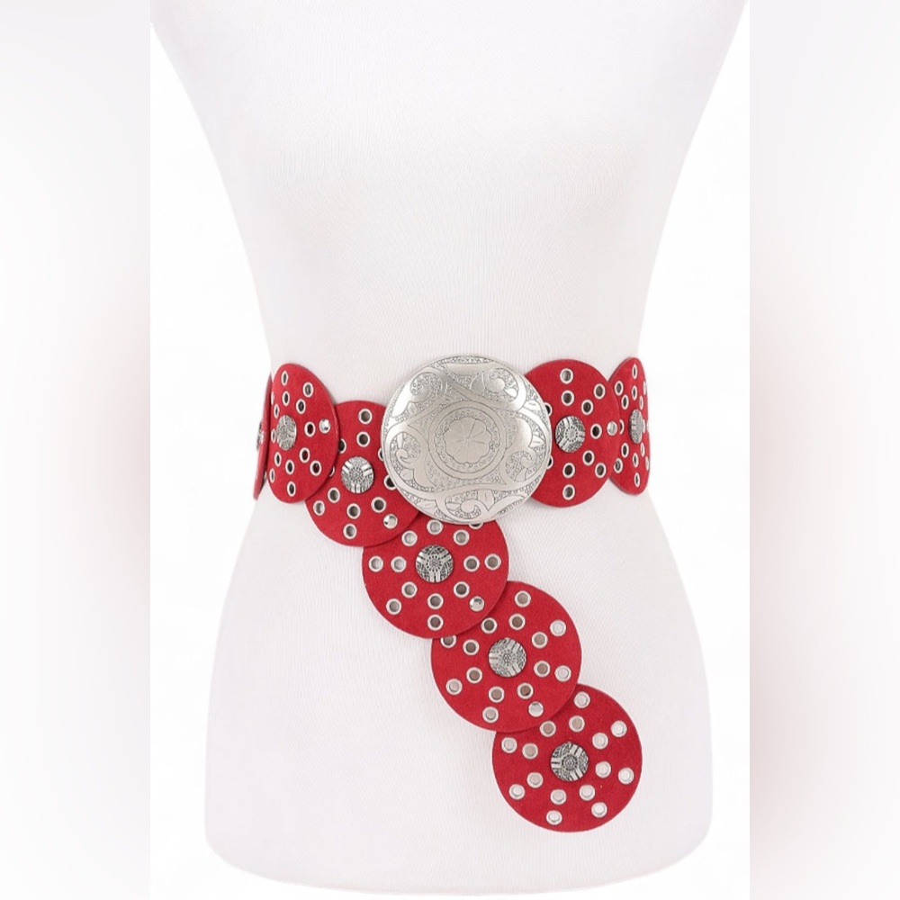 Vegan Leather Western Concho Statement Belt